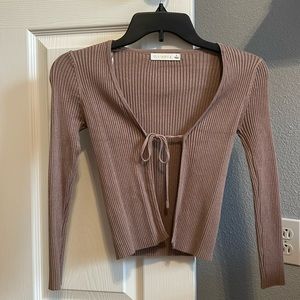 Tie front knotted V-neck cardigan
